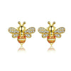 S925 Sterling Silver Earrings Bee Inlaid Female Earrings, Color:Gold