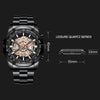 BINBOND S033 Hollowed Mechanical 30m Waterproof Luminous Quartz Watch, Color: White Steel-White