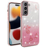 For Samsung Galaxy S21 5G Gradient Glitter Flower All-inclusive Phone Case(Pink)