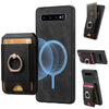 For Samsung Galaxy S10+ Retro Splitable Magnetic Stand Card Bag Leather Phone Case(Black)