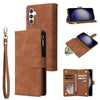 For Samsung Galaxy S25 5G Multifunctional Frosted Zipper Wallet Leather Phone Case(Brown)