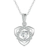 BSN299 Sterling Silver S925 Rose Heart Pendant White Gold Plated Zircon Necklace