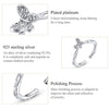 S925 Sterling Silver Vintage Pattern Butterfly Ring Platinum Plated Open Ring