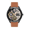 MT55 1.43 inch AMOLED HD Screen Ultra-thin Smart Call Health Watch, Leather Strap(Black Brown)