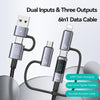 USAMS 60W 6 in 1 Digital Display Fast Charging Cable, Length:1.2m(Titanium Gray)