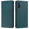 For Samsung Galaxy Note10 RC01 Dual-Folded Magnetic Suction RFID Leather Phone Case(Dark Green)