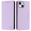 For iPhone 13 mini RC01 Dual-Folded Magnetic Suction RFID Leather Phone Case(Light Purple)