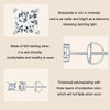 S925 Sterling Silver Platinum-plated Sparkling Square Moissanite Princess Earrings, Size: L