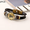 2 PCS Couple Lovers Jewelry Leather Braided Constellation Detail Hand Chain Bracelet, Size: 21*1.2cm