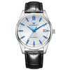 FNGEEN 2111 Men Simple Luminous Calendar Quartz Watch(Black Leather White Shell White Surface)