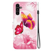 For Samsung Galaxy A13 5G Crystal Texture Colored Drawing Leather Phone Case(Pink Butterflies)