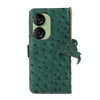 For Asus Zenfone 10 / Zenfone 9 Ostrich Pattern Genuine Leather RFID Phone Case(Green)