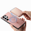 For Samsung Galaxy S25 Ultra 5G Retro Magsafe Card Bag PU Back Cover Phone Case(Pink)
