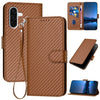 For Samsung Galaxy A36 5G YX0070 Carbon Fiber Buckle Leather Phone Case with Lanyard(Coffee)