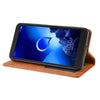 For Alcatel 1V (2019) with Fingerprint Hole Magnetic Buckle Retro Crazy Horse Texture Horizontal Flip Leather Case with Holder & Card Slots & Photo Frame(Brown)