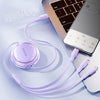 ROMOSS CB258S 3.5A 3-In-1 Telescopic Data Charging Cable USB-A To Type-C & 8 Pin & Micro Wire 1.1m (White)