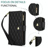 For Samsung Galaxy S24 FE 5G YM016 Rhombic Zipper Card Wallet Leather Phone Case with Lanyard(Black)
