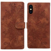 For iPhone X / XS Lace Floral Embossed Magnetic Buckle Leather Phone Case(Brown)