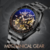 SKMEI 9194 Men Automatic Skeleton Mechanical Steel Band Watch (Black)