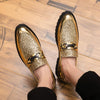 Men Fashion Thick Bottom Pointed Formal Business Leather Shoes, Shoe Size:44(Gold)