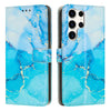 For Samsung Galaxy S25 Ultra 5G Painted Marble Pattern Leather Phone Case(Blue Green)