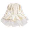 Winter Girls Knit Long Sleeve Sweater Organza Dress Evening Dress, Size:110cm(White  )