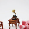 1:12 Mini House Toy Simulation Retro Gramophone with Record(Brown)