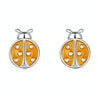 S925 Sterling Silver Orange Ladybug Ear Studs Women Earrings