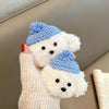 For AirPods Pro 2 Cute Plush Puppy Bluetooth Earphone Protective Case(Blue White)