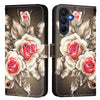 For Samsung Galaxy A26 5G Colored Drawing Pattern Plain Weave Leather Phone Case(Roses On Black)