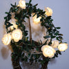 7.5m  50 LEDs Solar Simulation Green Leaf Rattan Rose Flower Vine LED Light String Garland Decoration