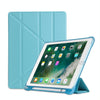 Multi-folding Shockproof TPU Protective Case for iPad 9.7 (2018) / 9.7 (2017) / air / air2, with Holder & Pen Slot(Sky Blue)