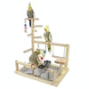Parrot Playstand | Wooden Bird Perch with Bowls | 44cm High