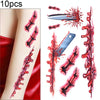 10pcs S-045 Halloween Terror Wound Realistic Blood Injury Scar Temporary Tattoo Sticker