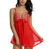 Sexy Perspective Mesh Girth Nightdress, Size:L(Dark Red)