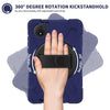 For Xiaomi Redmi Pad SE 8.7 Rotatable Holder Silicone Hybrid PC Tablet Case with Shoulder Strap(Navy Blue)