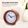 Solid Wood Silent Snooze Alarm Clock with Pointer(Round Dark)