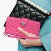 For Samsung Galaxy A06 5G Rhombic Texture Flip Leather Phone Case with Lanyard(Rose Red)