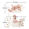 Fashion Flower Hair Combs Headdress Prom Bridal Wedding Hair Accessories Gold Leaves Hair Jewelry Hair Pins(Pink sets)