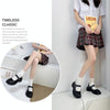 Small Leather Shoes Female Students With Skirt Thick Bottom Buckle Spring and Autumn Single Shoes, Size: 40(Black Bright Light)