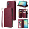 For Samsung Galaxy A06 4G 9-Card Slots Zipper Wallet Bag Leather Phone Case(Wine Red)