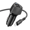 BOROFONE BZ31A Solid Dual-port USB Car Charger Set with USB to 8 Pin Cable(Black)
