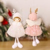 Christmas Tree Pendant Beaded Saree Angel Girl Hanging Decoration Children Cute Doll Gift(White)