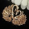 Crystal Swan Brooch Pins Animal Rhinestones Brooches for Women(Champagne)