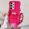 For Samsung Galaxy A73 5G Cartoon Sausage Mouth TPU Phone Case with Bead Chain(Red)