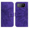 For Asus ROG Phone 6 Pro Skin Feel Sun Flower Pattern Flip Leather Phone Case with Lanyard(Dark Purple)