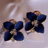 Women Camellia Of Design Bohemian Earrings(Blue with White crystal)