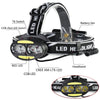 30000 LM 4  CREE XML-T6 + 2  COB + 2  Red LED Head Lamp Flashlight Torch Lantern
