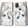 For Alcatel 3X 2020 Coloured Drawing Cross Texture Horizontal Flip PU Leather Case with Holder & Card Slots & Wallet & Lanyard(White Kitten)
