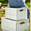 Foldable Outdoor Camping Storage Case Car Storage Box Organizer With Wooden Lid Small White